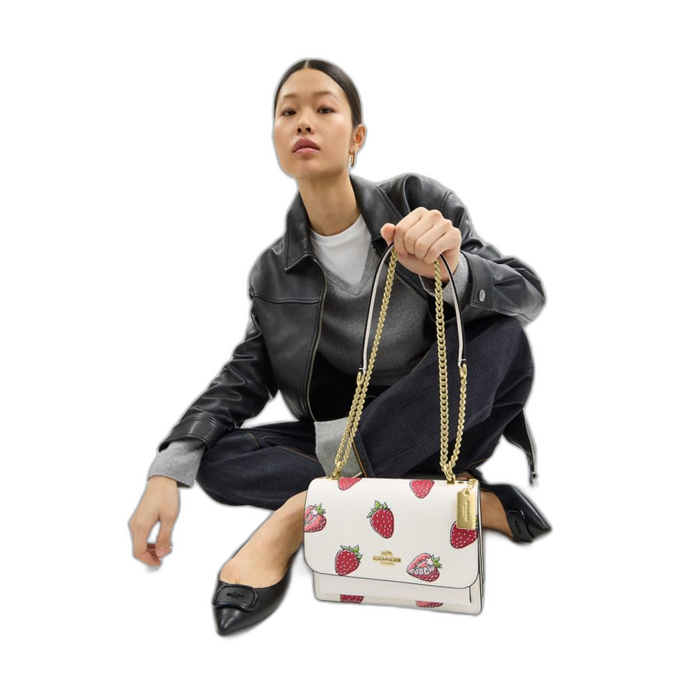 COACH | Women's Klare Crossbody With Strawberry Print Gold/Chalk Multi