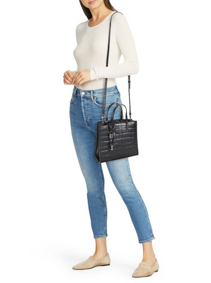 MARC JACOBS | Croc-Embossed Mini Grind Tote Bag in Dark Brown