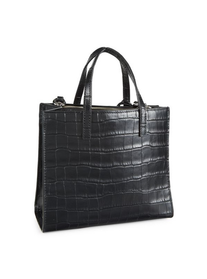 MARC JACOBS | Croc-Embossed Mini Grind Tote Bag in Dark Brown