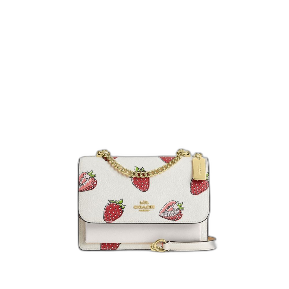 COACH | Women's Klare Crossbody With Strawberry Print Gold/Chalk Multi