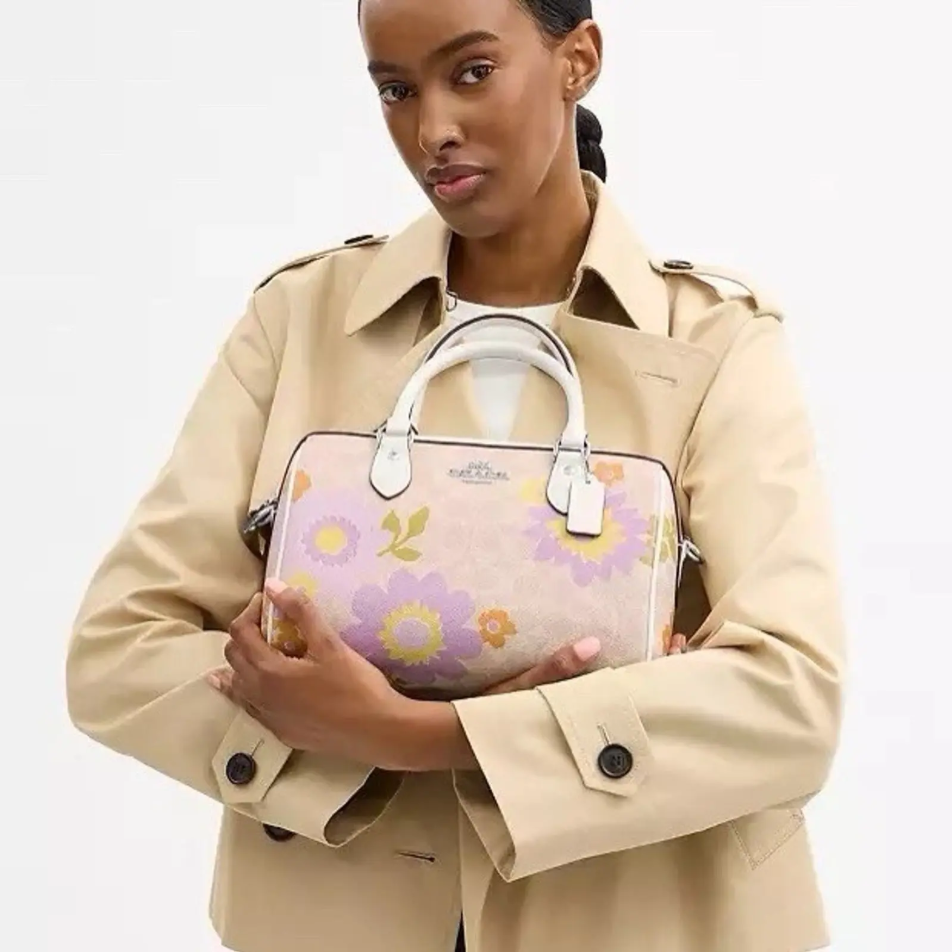COACH | Rowan Satchel Bag In Signature Canvas & Leather With Floral Print