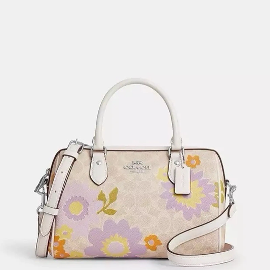 COACH | Rowan Satchel Bag In Signature Canvas & Leather With Floral Print